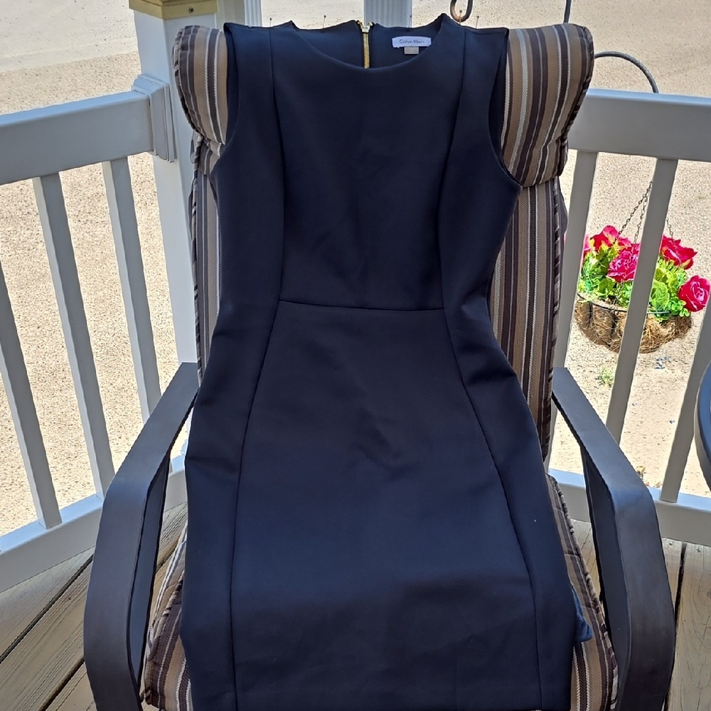 Calvin Klein Black Ribbed Sheath Midi Dress - Picture 6 of 13